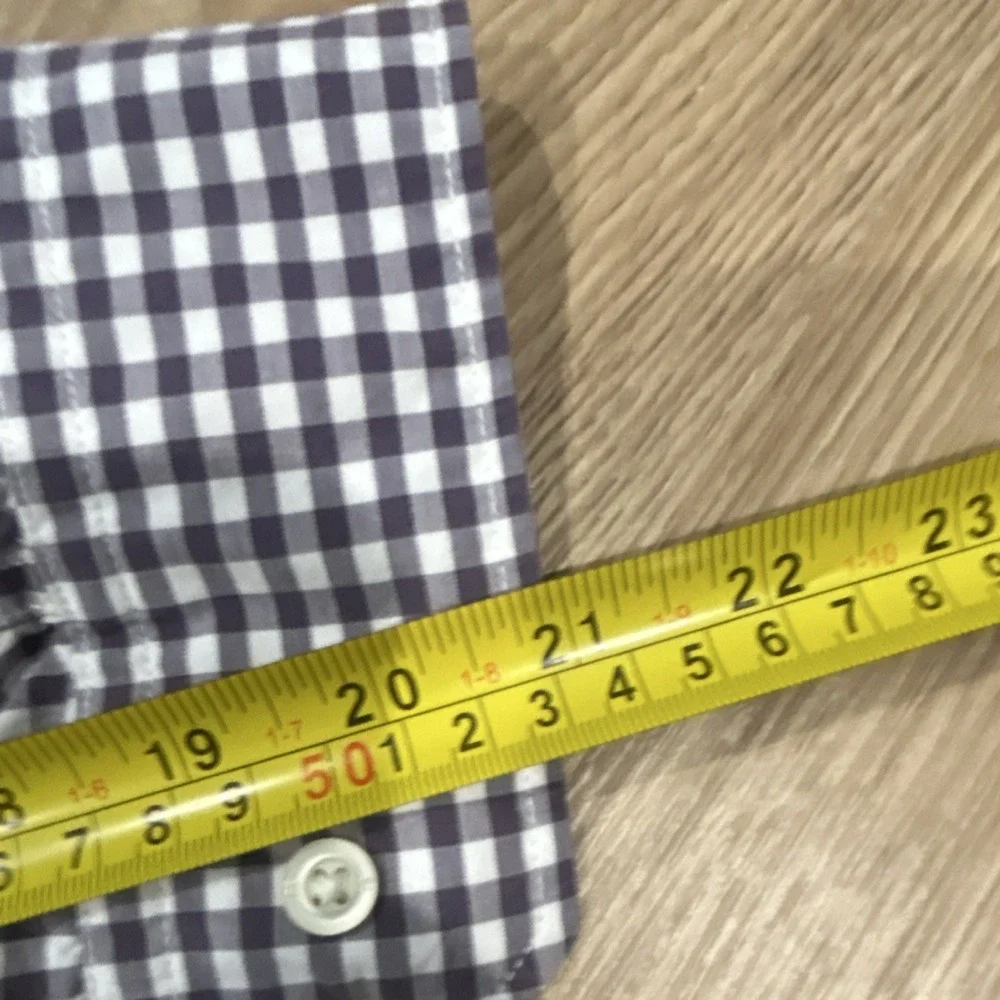 2 Banana Republic Men's Big & Tall Purple Check Dress Shirt L Cotton